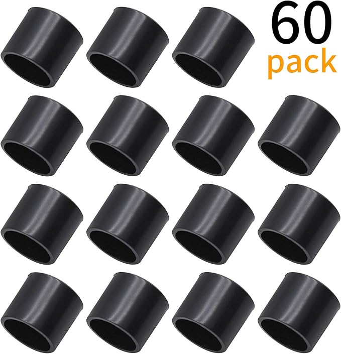 60Pcs Round Rubber End Caps 1/2" (12mm) ID Vinyl Flexible Bolt Chair Foot Covers Screw Thread Chair Leg Protectors for Round Tubing Bolt Desk Chair Leg (Black) - Image 5