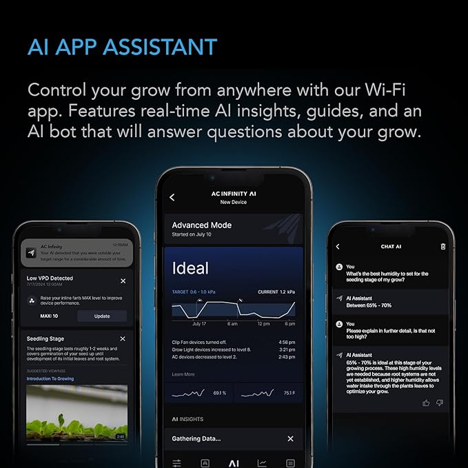 AC Infinity Controller AI+ with CO2 Sensor Bundle – AI-Powered Learning, CO2 Data Tracking for Gardens & Grow Tents, Temp, Humidity, & VPD Monitoring for Dynamic Level Adjusting, Bluetooth & WiFi App - Image 4