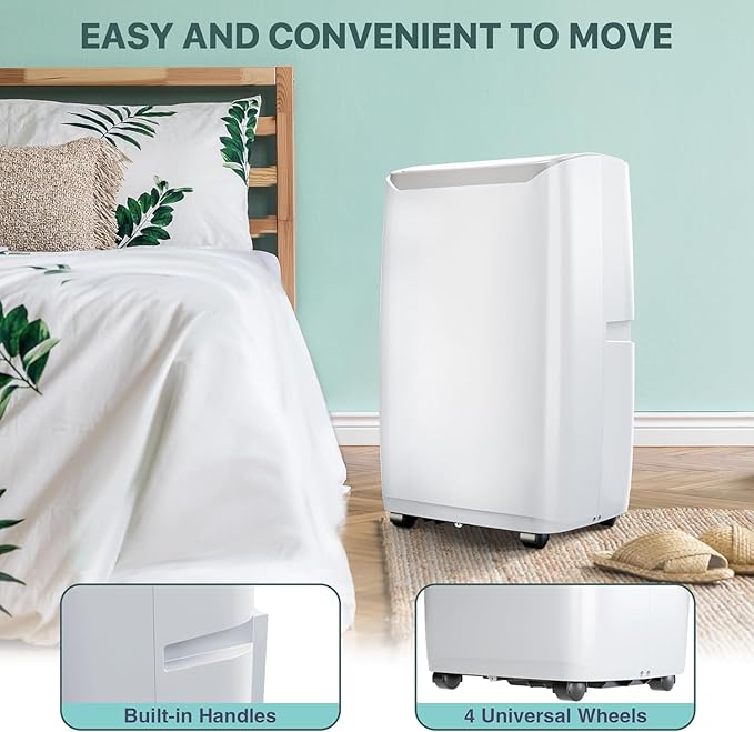 6-In-1 Portable Air Conditioner with 14000 BTU Cooling, Dehumidifying & Fan, Quiet Operation and Easy Mobility, Remote Control, Enhanced Air Quality for Home & Office,Black Top - Image 5