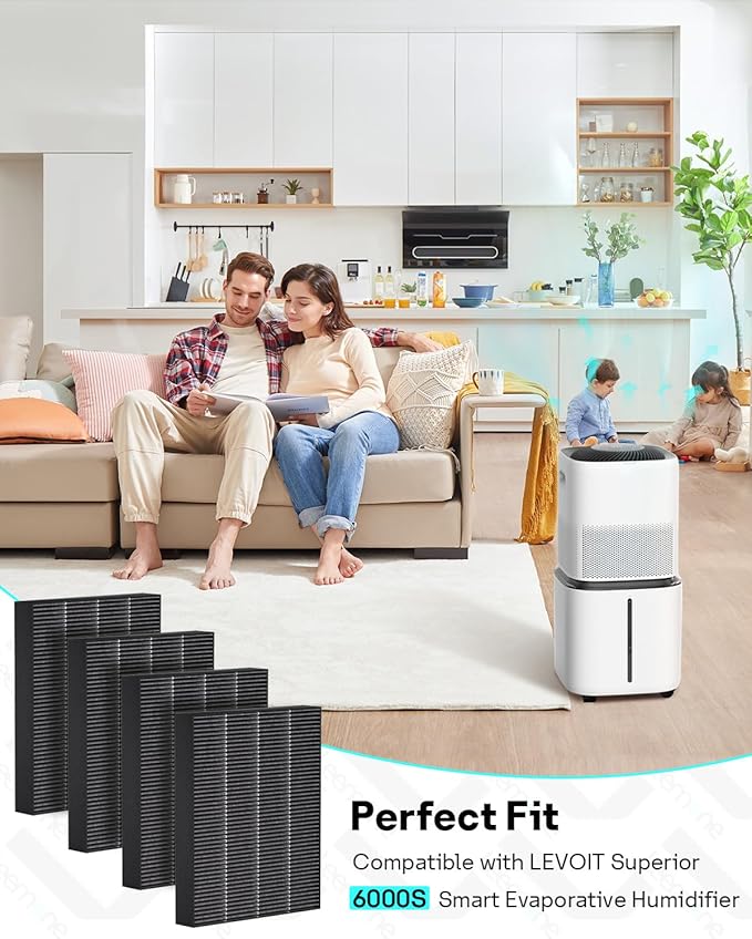 Leemone 8-Pack Replacement Filters for LEVOIT Superior 6000S Smart Evaporative Humidifier, Captures Large Particles & Minerals, Gray - Image 2