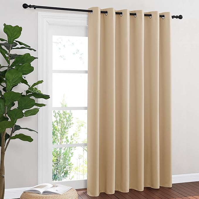 NICETOWN Sliding Door Blinds Window Treatment, Blackout Patio Door Curtain Panels, Privacy Thermal Drapes for Department (Biscotti Beige, W80 x L84) by NICETOWN