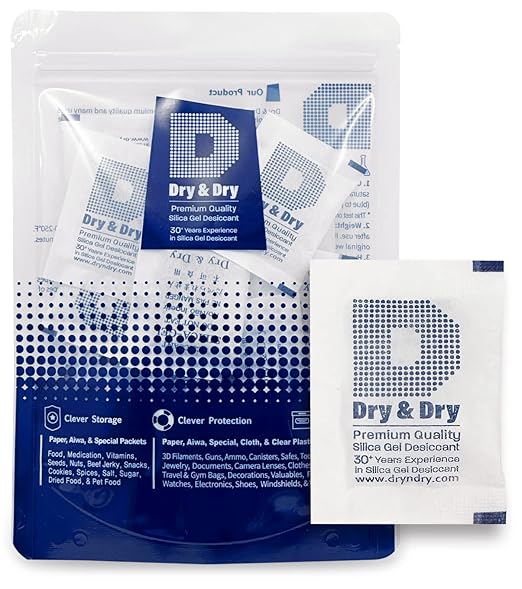 Dry & Dry 5 Gram [55 Packets] Silica Gel Packets, Desiccants - Rechargeable Fabric Silica Gel Packs, Silica Gel, Silica Packets, Desiccant Packs for Storage by DryDry