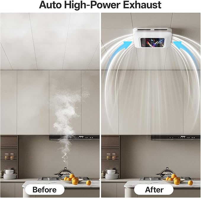 Bathroom Fan with Humidity Sensor,230 CFM 1.0 Sone Bathroom Exhaust Fan with Light,Ventilation and Exhaust Fan with Remote Control and Timer Function,Black - Image 6