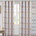 H.VERSAILTEX Blackout Curtains Printed Design for Bedroom 84 Inch Length 2 Panels Set Thermal Insulated Curtains for Living Room Geometric Modern Grommet Window Drapes, Mustard and Grey by HVERSAILTEX