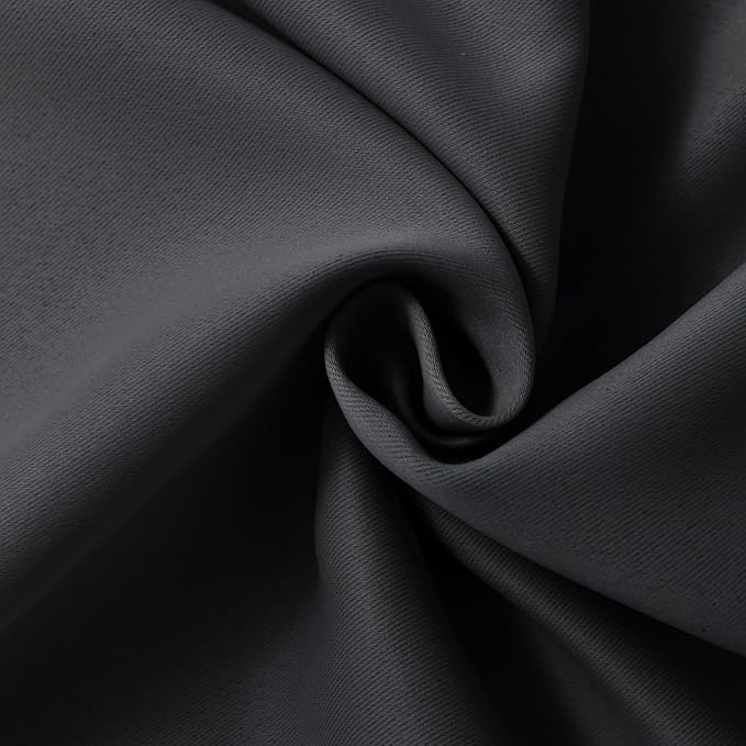 Hiasan Grommet Blackout Curtains for Bedroom, 52 x 30 Inches Long - Thermal Insulated & Light Blocking Window Curtains for Living Room, 2 Drape Panels Sewn with Tiebacks, Dark Grey - Image 6