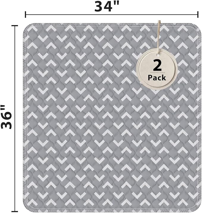 Non-Slip Bed Pads for Incontinence Washable (34" x 36"|2 Pack), Waterproof Bed Pads, Bed Wetting Pads for Bed, Sofa, Floor, Resuable Underpads for Adults, Seniors, Pet - Image 2