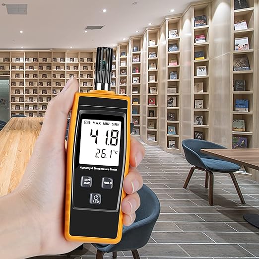 Handheld Humidity Meter, LEERCHUANG Digital Thermometer Hygrometer for Indoor/Outdoor, Temperature Reader Humidity Monitor W Min/Max Value, Data Hold, LCD Display - Image 7