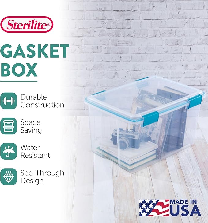Sterilite 8-Pack Gasket Box, Weather-Resistant Storage Bins with Latching Lids, 54 Quart - Heavy-Duty Organizing Containers for Closet, Bathroom, and Office - Image 4