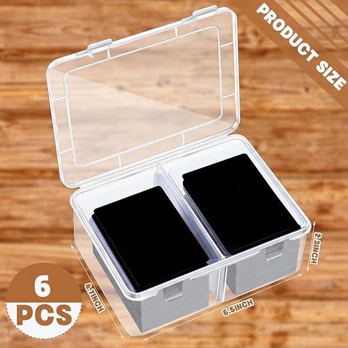 Vicenpal 300 Card Storage Box Compatible with Mtg TCG Clear Plastic Trading Card Storage Box with Removable Divider Hard Trading Deck Case for Baseball Football Game Organizer Collector(6 Pcs) - Image 2