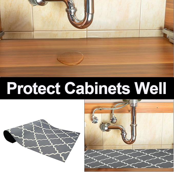 AiBOB Waterproof Under Sink Mat, Absorbent Quick Dry Sink Liners Protect Cabinets, Durable Shelf Liners, Slip Resistant and Non-Adhesive, 24X36, Grey - Image 4