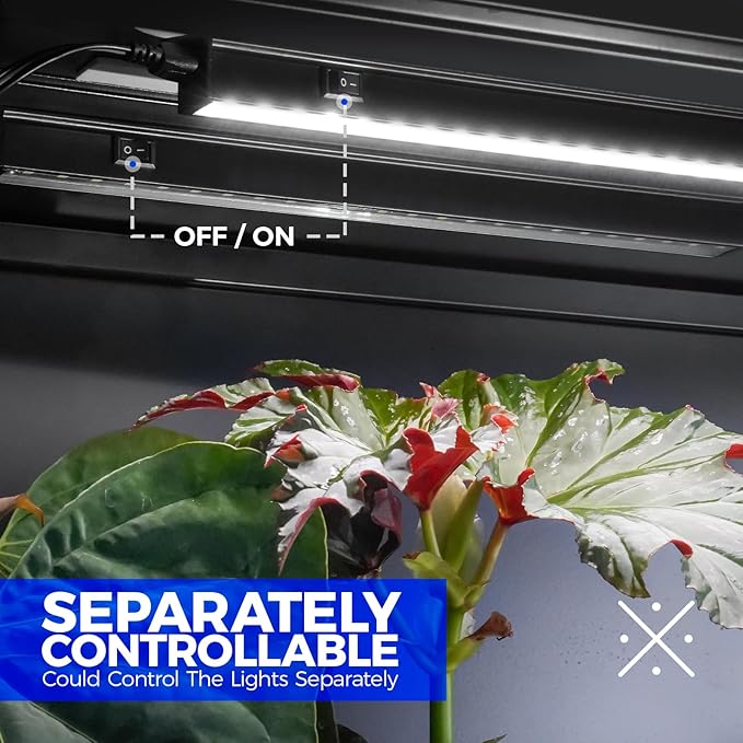 Barrina T5 Grow Lights for Indoor Plants, 2FT 20W (2 X 10W) Plant Grow Lights Indoor with Magnetic Bar, Linkable Plant Growing Lamps with Black Cover, Plug and Play, 5000K, 2 Packs - Image 6