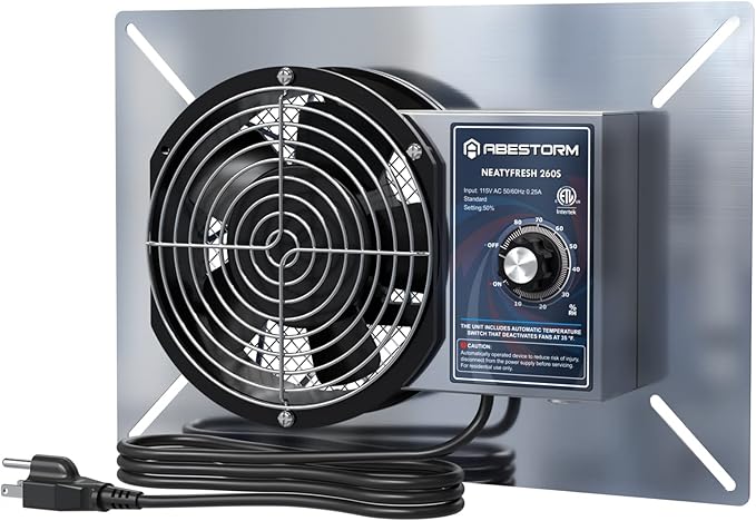 Abestorm 260CFM Crawl Space Ventilation Fan, IP-55 Rated Commercial Stainless Steel Vent Fan with Humidistat & Thermostat, 6.7 Inch Ventilator with Isolation Mesh for Crawlspace, Basement, Garage by AbestormSolutionsINC