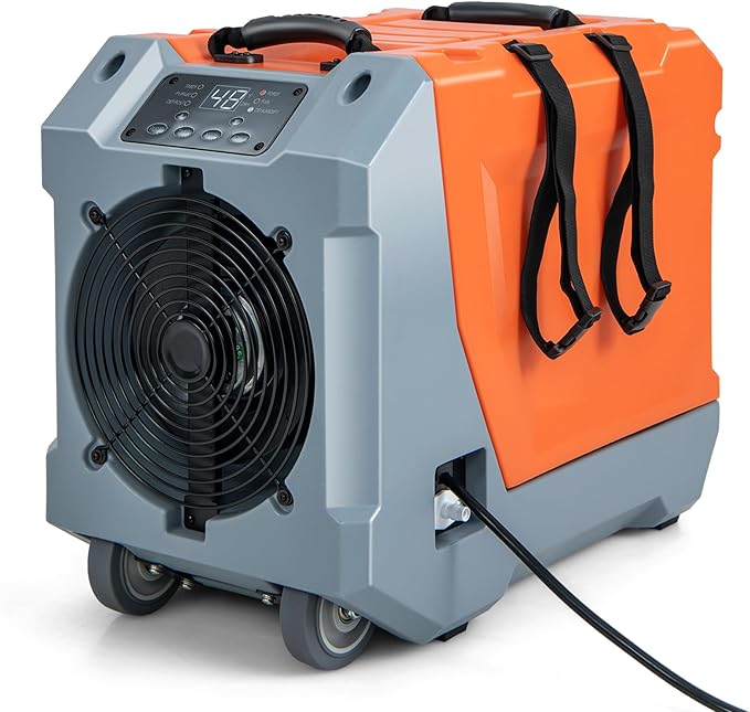 COSTWAY 180 PPD Crawl Space Dehumidifier with Pump, Drain Hose, Auto Defrost, 6,000 Sq. Ft Commercial Dehumidifier for Basement, Warehouse, Job Site, Water Damage Restoration, Orange by COSTWAY