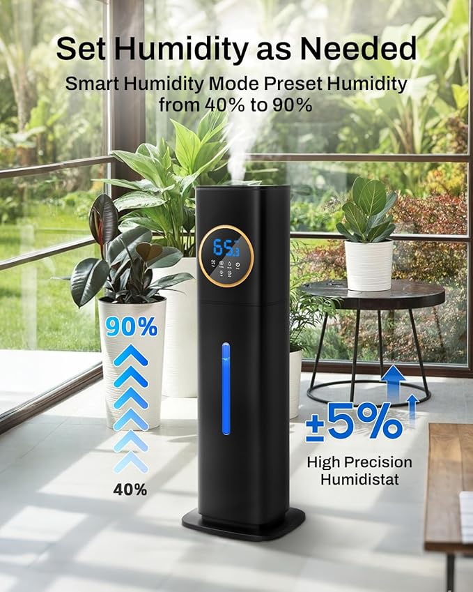 Humidifier Large Room Bedroom with Night Light, 2.1Gal(8L) Humidifiers for Home with Essential Oil Diffuser, Top Fill Whole House Cool Mist Humidifiers for Plants Baby Kids Adults(Black) - Image 5