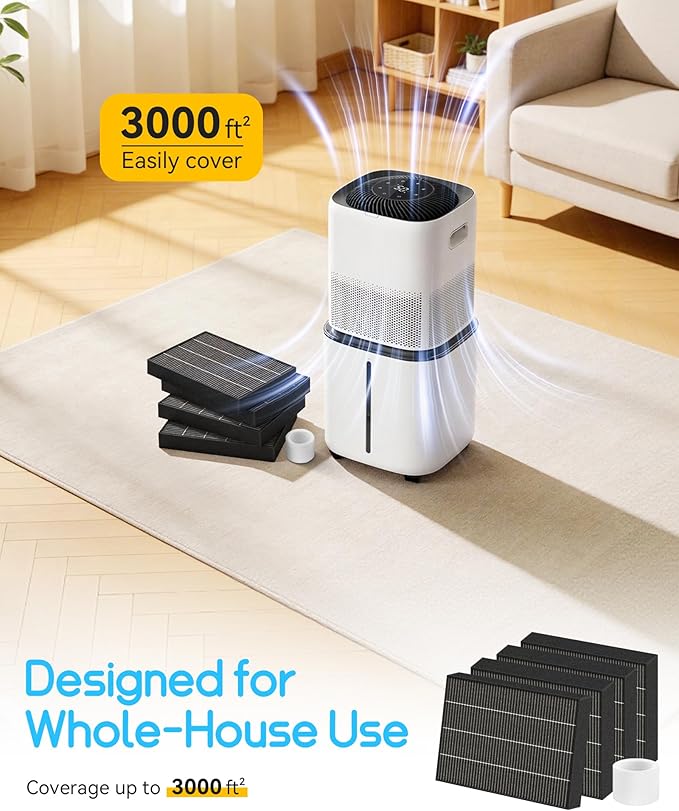 6000S Replacement Filter Kit Compatible with LEVOIT Superior 6000S Smart Evaporative Humidifier (8 Pack Gray Wick Filters and 8 Pack Sponge Filters) - Image 7