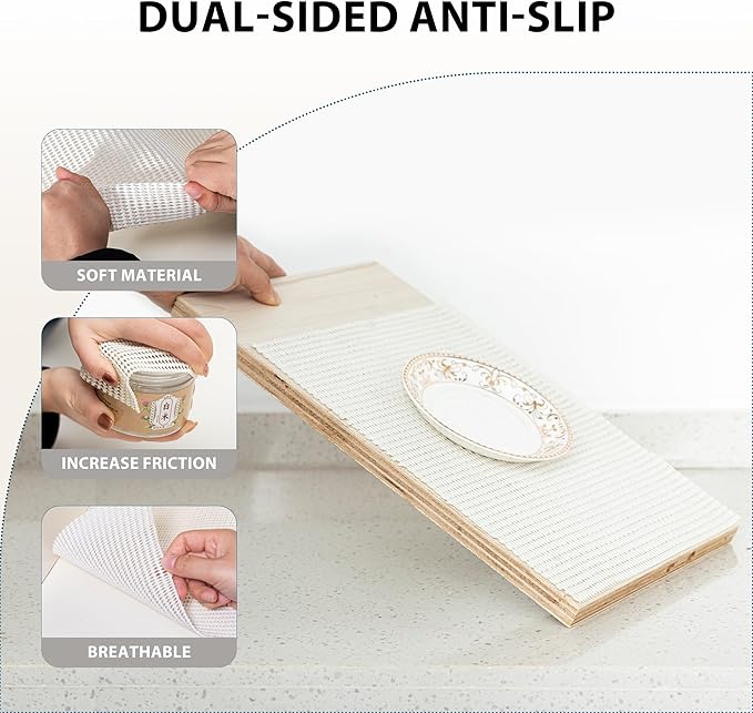 Shelf Liners for Cabinets-Drawer Liner Cabinet Liners for Shelves Kitchen,Non-Adhesive,Non-Slip,Grayish White,12 x 48 inch - Image 3