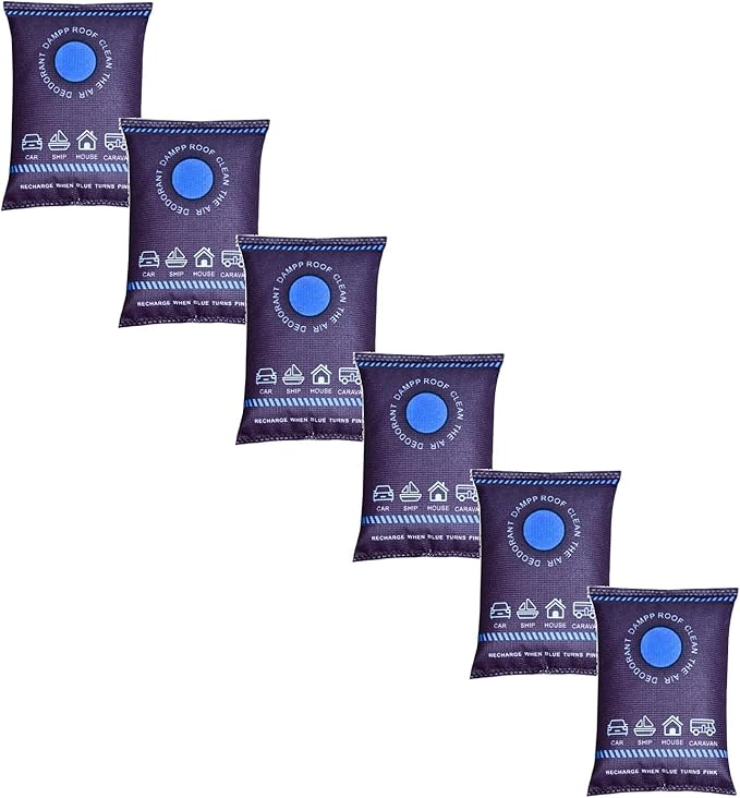Reusable Dehumidifier Bags, Silica Gel Moisture Absorber, Microwave Rechargeable, Portable Condensation Prevention for Wardrobe, Closet, Basement, RV, Camper Storage (6 pcs) by Unknown