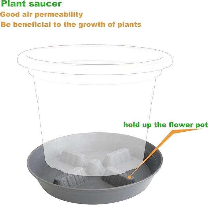 4 Pack Plant Saucer 10 inch, 8 12 14 17 inch, Plant Stand Plastic Plant Saucers for Indoors Outdoor, Heavy Duty Flower Plant Risers for Inside Pots, Pot Saucers for Plants, Grow Bags Saucers - Image 4