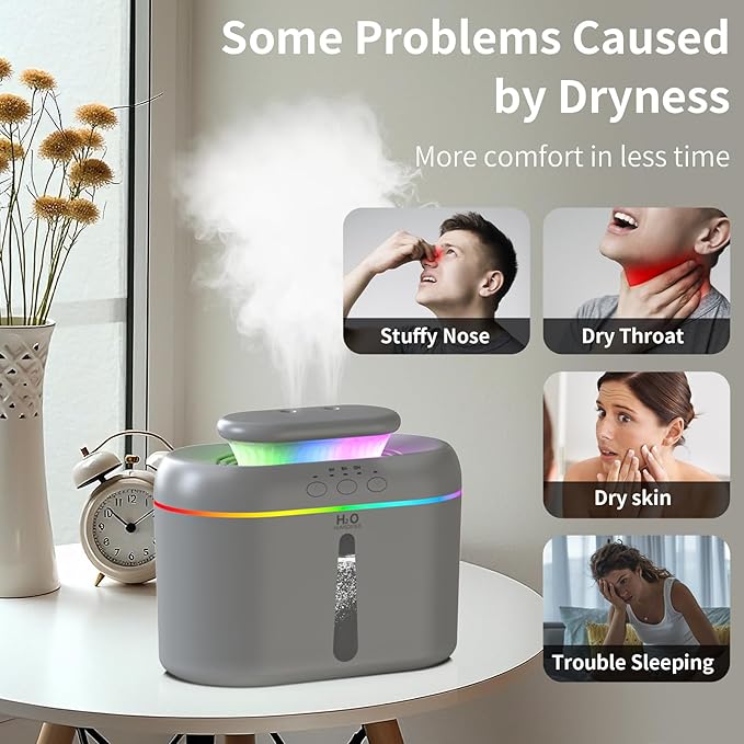2L humidifiers for bedroom humidifier Home Ultra-Quiet 28 dB Quiet Supersized Cool Mist Air Humidifier for Baby Nursery，Dual Nozzie，Easy to Clean & Fill, 7 Color NightLight (White) - Image 5