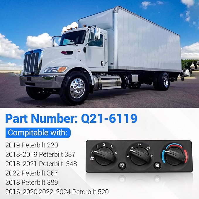 Q21-6119 AC Climate Control Module Compatible with Peterbilt 220 337 348 367 389 520 Trucks A/C Heater Control Panel Switch, Q216119 Air Conditioning Temperature Control Head Unit - Image 4