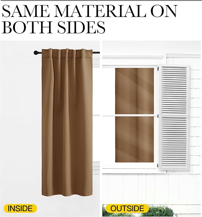NICETOWN Bedroom Blackout Curtain Panels - (Gold Brown Color) 52 x 108 Inch, 2 PCs, Insulating Energy Saving Solid Rod Pocket Blackout Drapes for Hall, Villa - Image 6