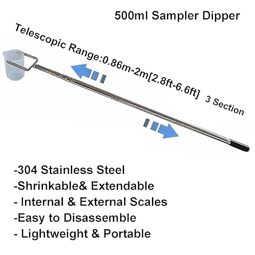 Extendable Water Sampler with Dipper System, Water Qualityd Sampler Device Telescopic for Environmental Monitoring and Qualityd Testing(500ml,2.8-6.6ft/0.86-2m) - Image 2
