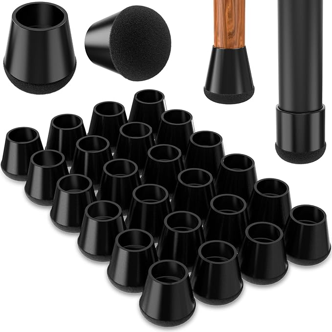 Chair Leg Floor Protectors Small 24Pcs,Silicone Chair Leg Protectors for Hardwood Floors/Tiles,360°Wrapped Felt Bottom to Prevent Scratch and Reduce Noise, Round Black by YTEACIUL