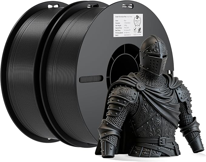 Creality 3D Printer Filament, PLA Filament 1.75mm Bundle, Ender PLA Filament No-Tangling Storage Box for 1.75/2.85mm PLA PETG ABS (Black & Black) by Creality