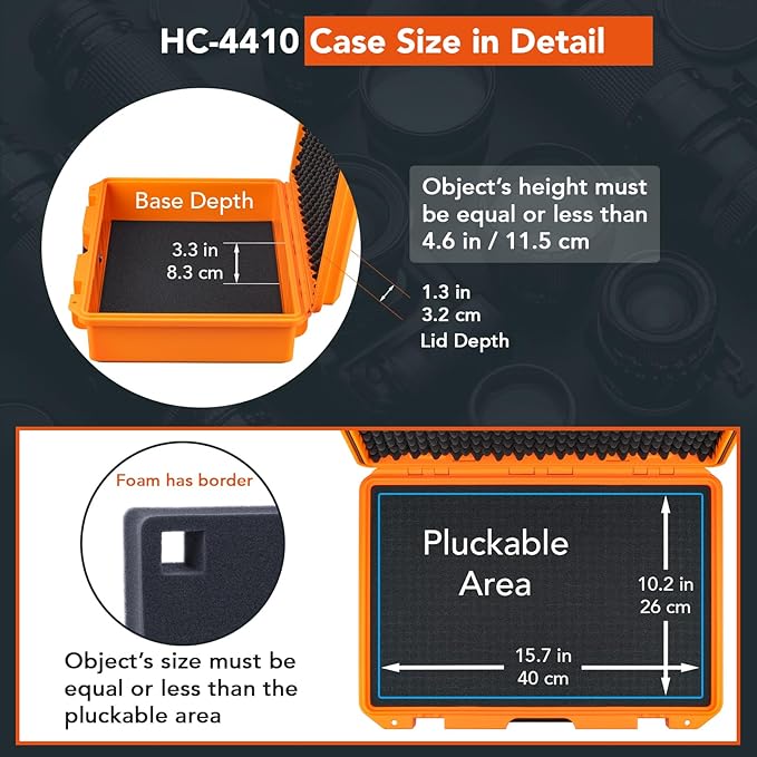 Lykus HC-4410 Waterproof Hard Case with Customizable Foam Insert, Interior Size 17.32x11.42x4.72 in, Suitable for up to 16" laptop,Starlink Mini,keyboard,drill,audio mixer,mic,flashlight,and more - Image 3