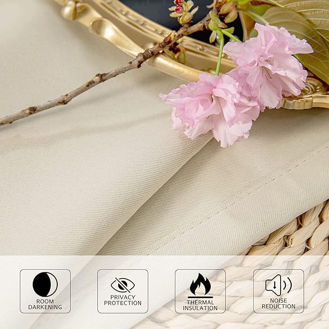 MYSKY HOME Beige Curtains for Kids Room 45 Inch Blackout Curtains for Boys Bedroom, Grommet Room Darkening Curtain, Amazing Triple Weave Thermal Insulated Curtain, 1 Panel, 42 x 45 Inch, Beige - Image 6