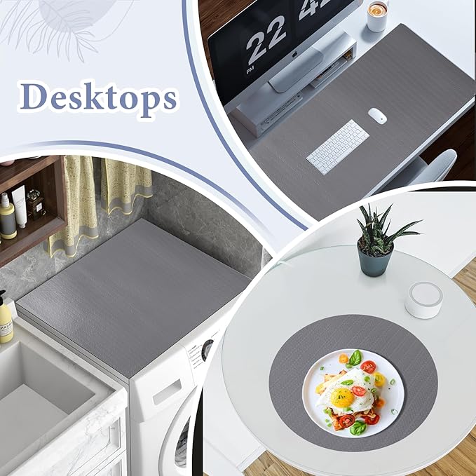 Drawer and Shelf Liner for Kitchen Cabinet: 17 in X 30 Ft Non Slip Waterproof Shelf Paper Non Adhesive Refrigerator Liners Gray Easy Liners for Bathroom Cupboard with Knife Tape Measure - Image 8