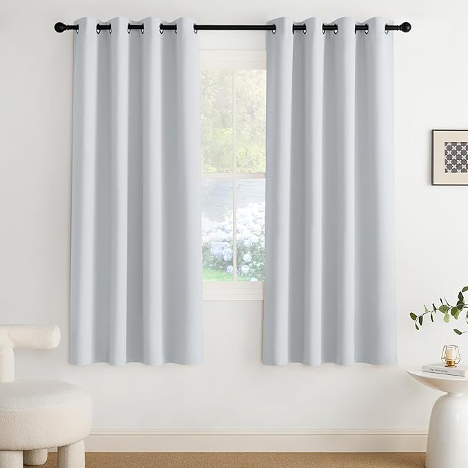 NICETOWN Room Darkening Draperies Curtains Panels, 2 Panels Greyish White W52 x L72 by NICETOWN