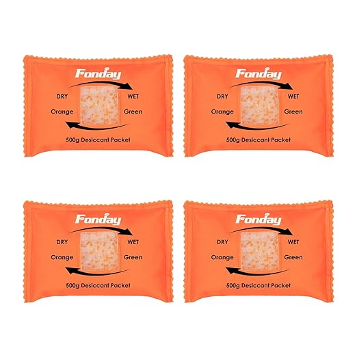 500g x 4 packs Fonday Rechargeable Silica Gel Car Dehumidifier Fast Reactivate Desiccant Bags, Large for Gun Safe Closet Basement Garage Storage Moisture Absorber by Fonday