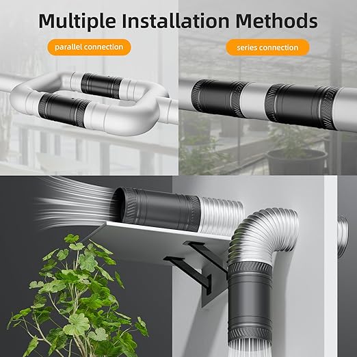 4 Inch Inline Duct Fan with Speed Controller, Upgraded Inline Fans High-Efficiency Exhaust Duct Fan, Low Noise HVAC Ventilation in Basement Bathroom Workshop Attic Grow Tent - Image 7