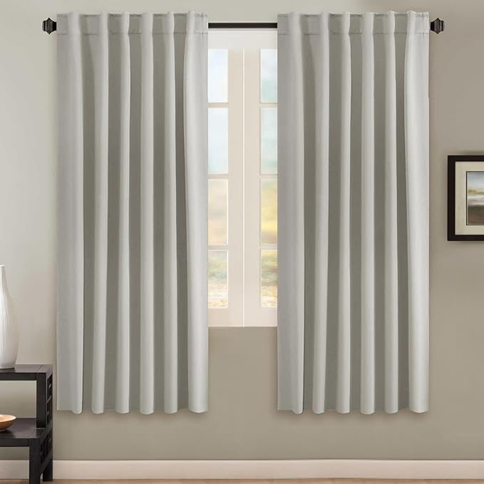 H.VERSAILTEX Blackout Curtains Thermal Insulated Window Treatment Panels Room Darkening Blackout Drapes for Living Room Back Tab/Rod Pocket Bedroom Draperies, 52 x 72 Inch, Ivory/Cream, 2 Panels by HVERSAILTEX