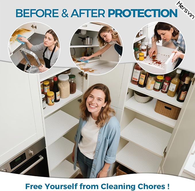 Hersvin Shelf Liners 22 in x 20 ft EVA Drawer Mats, Non-Adhesive Cupboard Protector, Kitchen Cabinet Lining Fridge Liner (Clear Crossed Stripe, 56x610cm) - Image 3