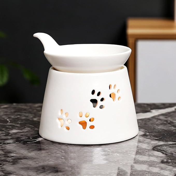 Ceramic Wax Melt Burners,Tea Light Candle Warmer,Essential Oil Burner,Candle Wax Burner Humidifier Yoga Aromatherapy Fragrance Diffuser for Living Room,Bedroom,Office Decoration,White,4 * 5IN - Image 8