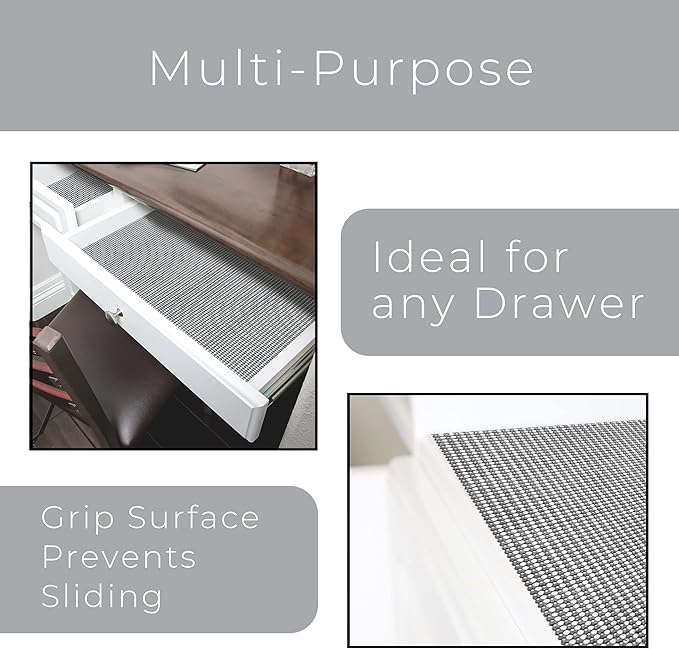 Smart Design Classic Grip Shelf Liner – 12in x 20ft – Non-Adhesive Drawer Liner with Strong Grip Helps Protect and Personalize Your Home Organization and Storage – Graphite Gray - Image 5