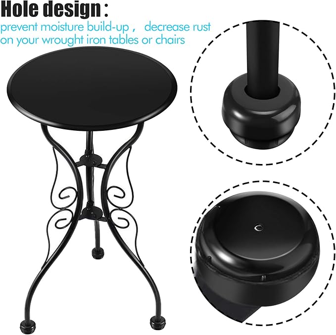 Jetec 1.5 Inch Patio Furniture Seating Glides/Feet/Caps for Wrought Iron Outdoor Furniture Easy to Install Replacement Chair and Table Feet Glide Protectors/Cap(Black,48 Pieces) - Image 3