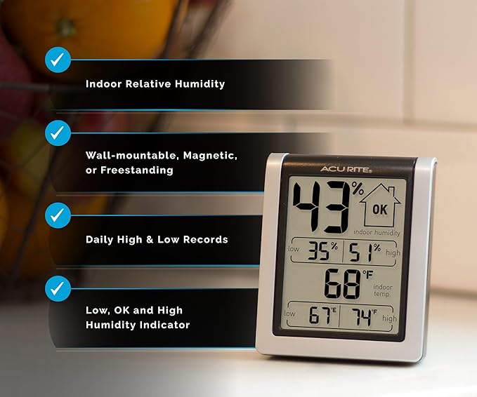 AcuRite Wireless Digital Indoor Thermometer and Hygrometer Monitor for Indoor Temperature and Humidity Measurements (00613) - Image 2