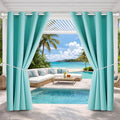 Waterproof Outdoor Curtain W52 x L84 - Grommet Top Sunlight Blocking Window Treatment Drapes Blackout Curtains for Home Bedroom Living Room Outdoor Patio Porch Pergola (Teal Blue, 2 Panels) by DivaenCamino