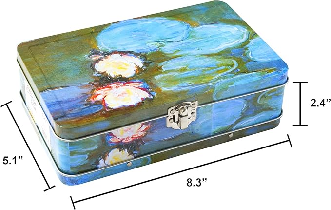 DAHO Metal Storage Box with Hinge for Office, School, Home, Makeup, Arts & Crafts and Accessories (Water Lilies) - Image 5