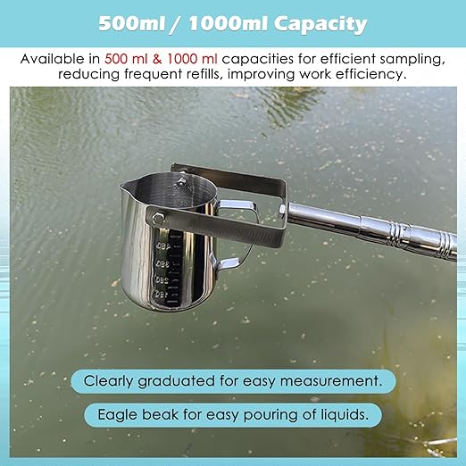 Retractable Water Sampler Set - Stainless Steel Rods & Pendulum Sampler Ladle 500 1000 ML, Industrial Water Quality Test Sampling Collector, for Environmental Monitoring(Metal 500ml,L 1.4m-6m/4.6ft-19 - Image 6