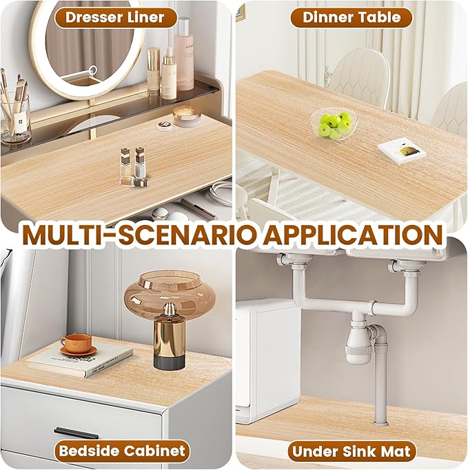 Drawer Shelf Liner for Kitchen Cabinets Non-Adhesive, Non Slip Shelf Paper Waterproof Thickened Cabinet Liners for Shelves, Strong Grip Mats for Cupboard, Dresser, Pantry, Beige, 12 in x 20 FT - Image 6