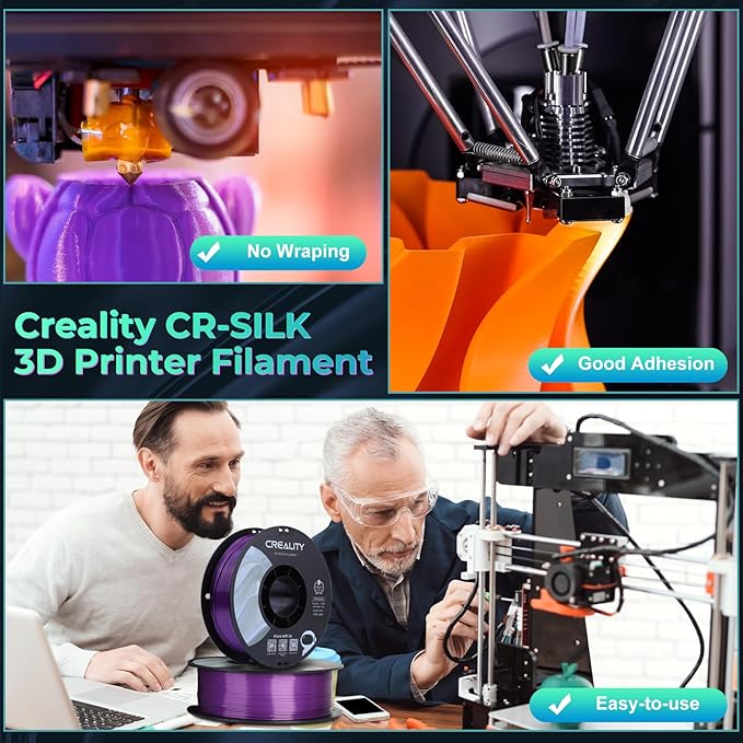 Creality PLA Silk 3D Printing Filament, 3D Printer Filament 1.75 mm, Smooth Texture, High Toughness, 3D Printing Filament 1KG/2.2lb, for All Printers (Purple) - Image 7