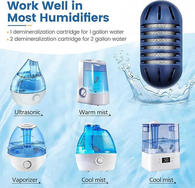 isinlive Demineralization Cartridge for HoMedics Ultrasonic Humidifiers: 12-Pack Demineralization Cartridges Filter Replacement, Filters Mineral Deposits, Prevents Hard Water Build-Up, Purifies Water - Image 3