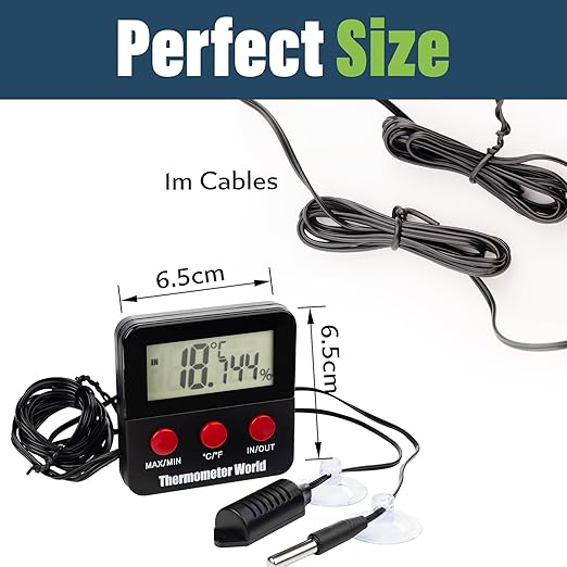Digital Reptile Thermometer and Humidity Gauge Remote Probes – Terrarium Reptile Hygrometer Thermo Humidor Tank Cage Incubator Brooder Indoor Outdoor - Image 3
