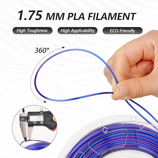 AMOLEN Silk PLA 3D Printer Filament Bundle, Shiny Multicolor Rainbow PLA Filament 1.75mm Pack, Fast Color Change PLA 3D Printing Filament for Most FDM 3D Printer, 200g X 4 Spools - Image 4