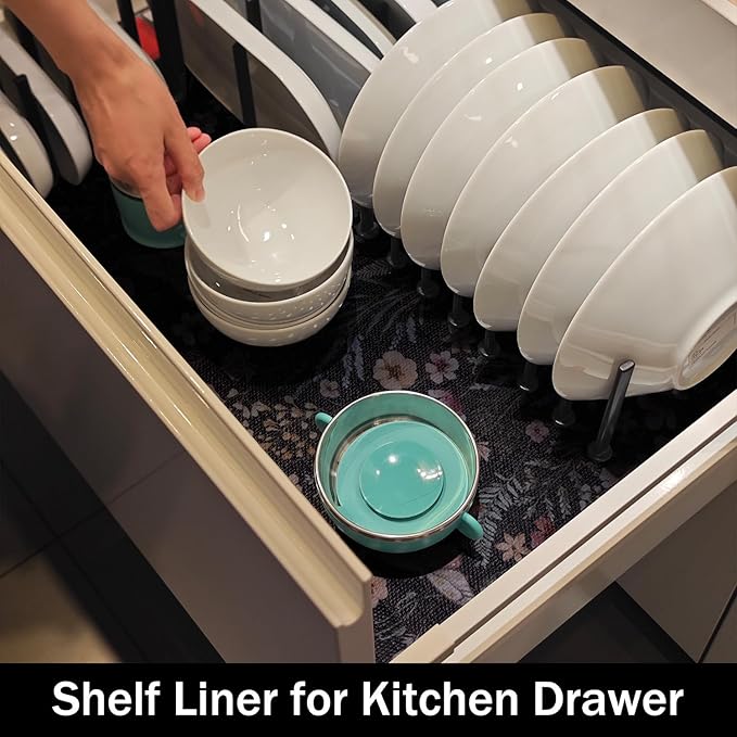 Butterfly Shelf and Drawer Liner for Kitchen Cabinets, 16IN x 20FT Non-Adhesive and Strong Non-Slip Floral Shelf Cabinet Drawer Liners for Kitchen, Waterproof Cupboard Liners,Easy to Clean - Image 4