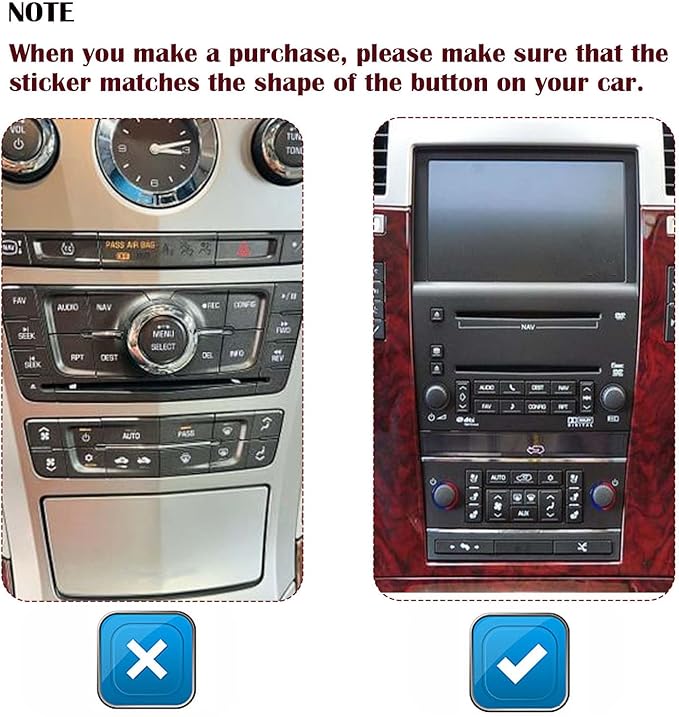 AC & Radio Button Repair Stickers Compatible with 2007-2014 Cadillac Escalade EXT ESV Climate Control and Multimedia Radio Button Repair Decal Stickers - Image 3